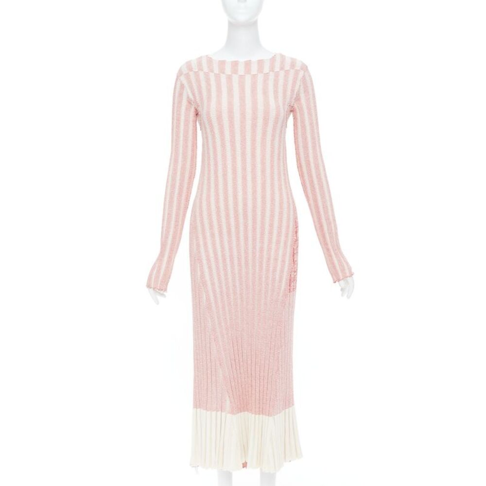 Celine 2017 Runway Pink Red Striped Midi Dress